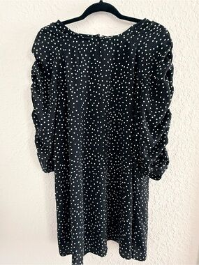 Loveriche Polka Dot Puff Sleeve Mini Dress Black White Size L